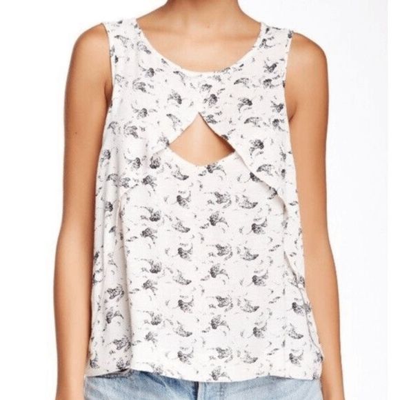 Free People Crinkle Printed Look Through Top in Tea Combo, Size XS, MSRP $68 - Picture 1 of 10